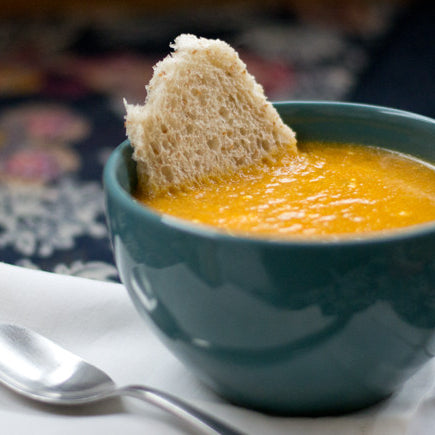 Creamy Carrot Ginger Soup with Creme Fraiche