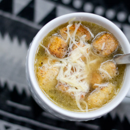 Garlicky French Onion Soup with Herbed Croutons
