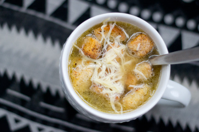 Garlicky French Onion Soup with Herbed Croutons