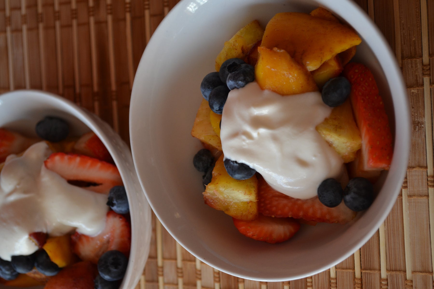 Grilled Fruit Salad with Maple Whipped Cream Topping