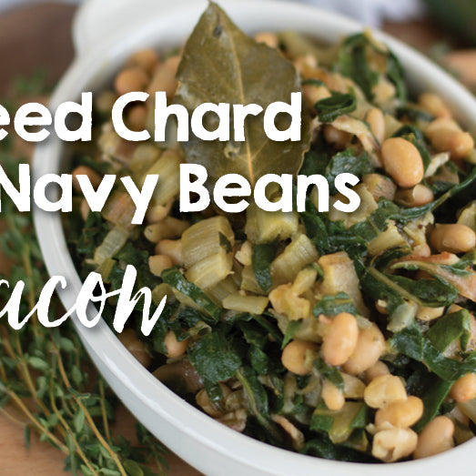 Sautéed Chard with Navy Beans & Bacon