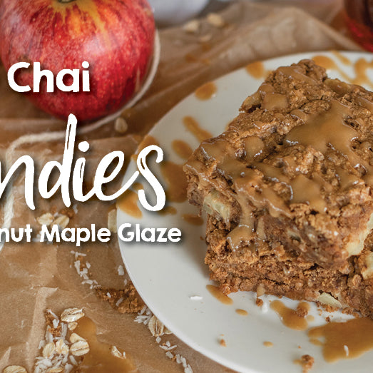 Apple Chai Blondies with Coconut Maple Glaze