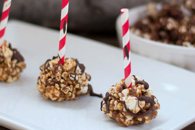 Sweet Almond-Honey Popcorn w/ Chocolate Drizzle