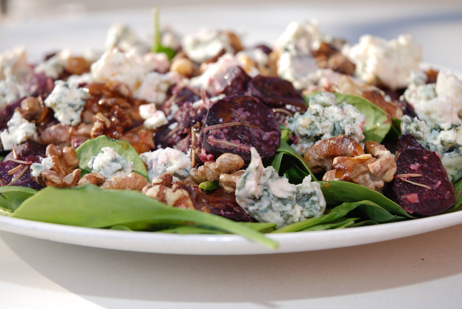Roasted Beet and Blue Cheese Salad with Balsamic Dressing