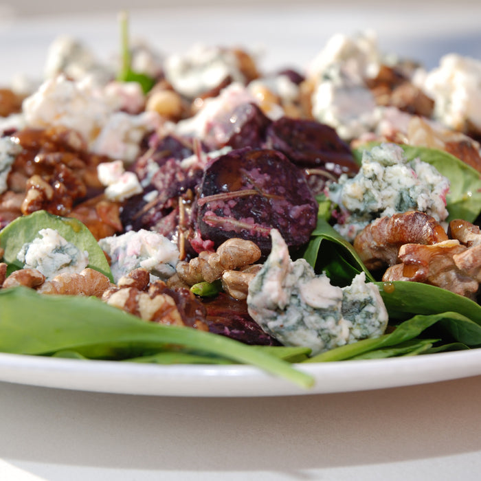Roasted Beet and Blue Cheese Salad with Balsamic Dressing