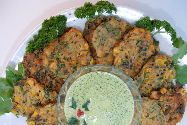 Thai Corn Fritters with Lime and Cilantro Aioli