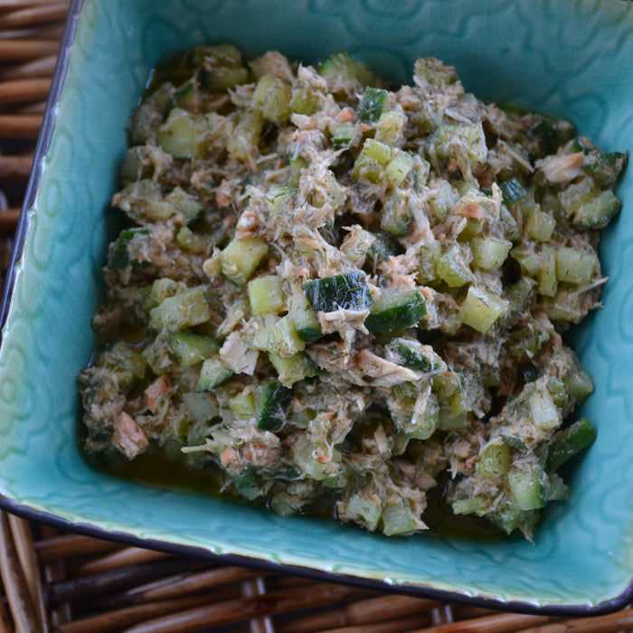 Tuna & Salmon Salad with Cucumber & Celery
