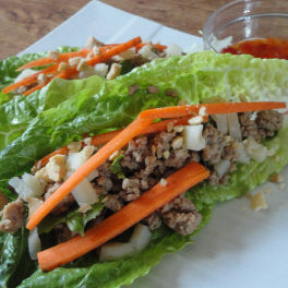 Asian Turkey Lettuce Wraps with Sweet Chili Sauce