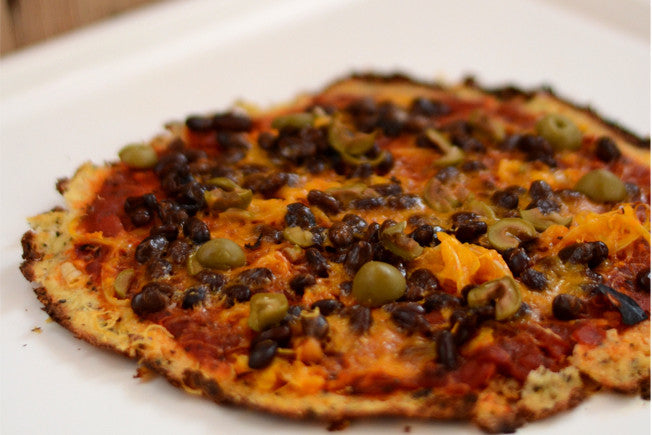 Vegetarian Black Bean Pizza with Olives