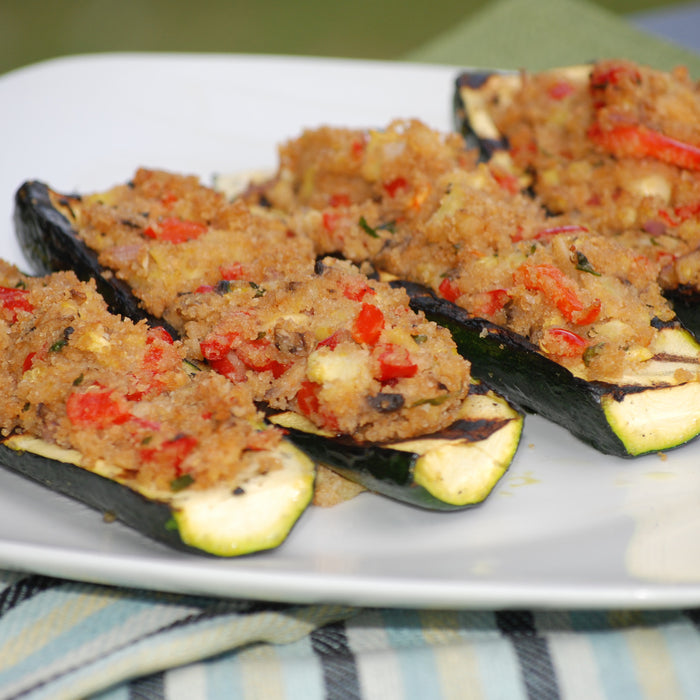 Grilled Gluten-Free Zucchini Boats with Goat Cheese