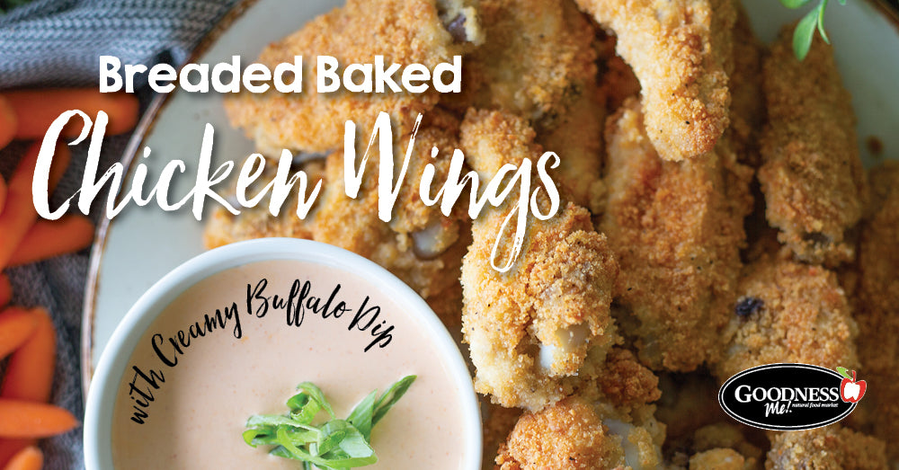 Breaded Baked Chicken Wings  with Creamy Buffalo Dip   
