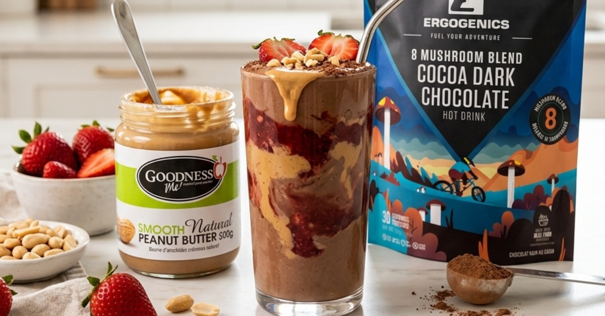 🍓🥜 Choc PB&J Superfood Smoothie: End-of-Summer Sip & Go 🍌🍫