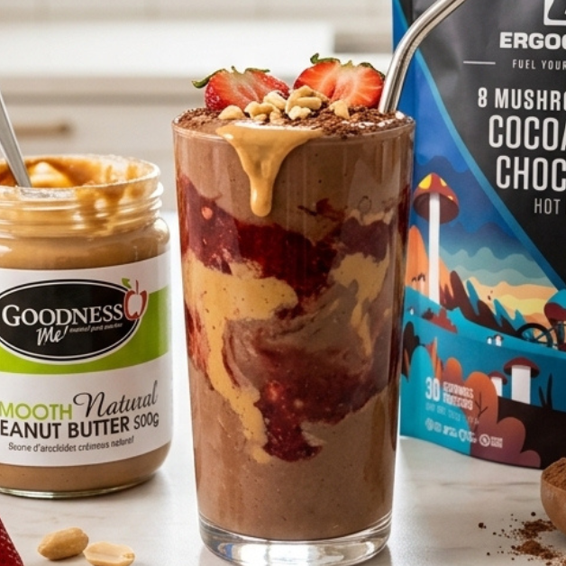 🍓🥜 Choc PB&J Superfood Smoothie: End-of-Summer Sip & Go 🍌🍫