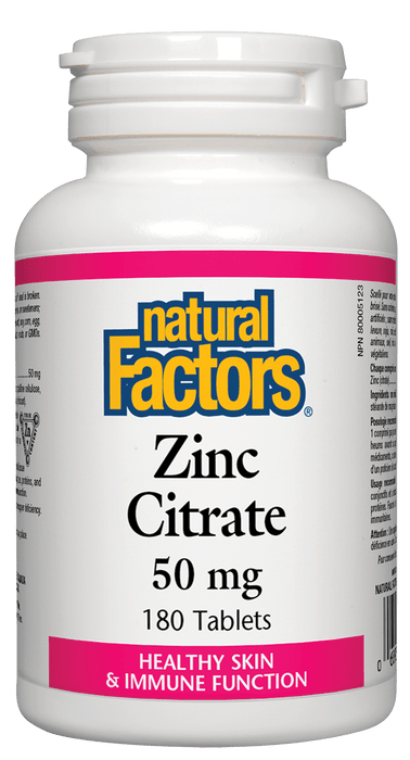 Natural Factors - Zinc Citrate 50mg, 180 TABS