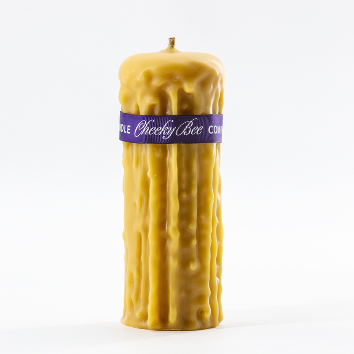 Cheeky Bee - Dripped Gold Pillar Candle 5in, Each