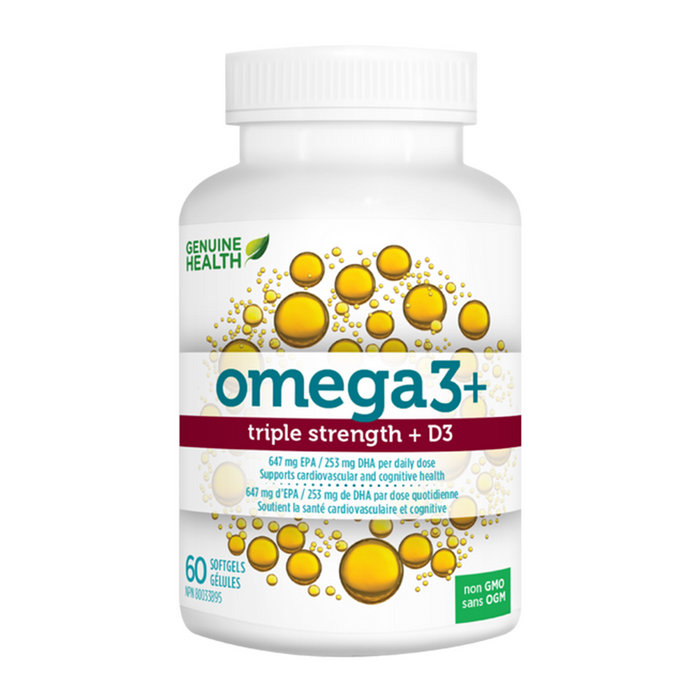 Genuine Health - Omega3+ Triple Strength + D3, 60 SG