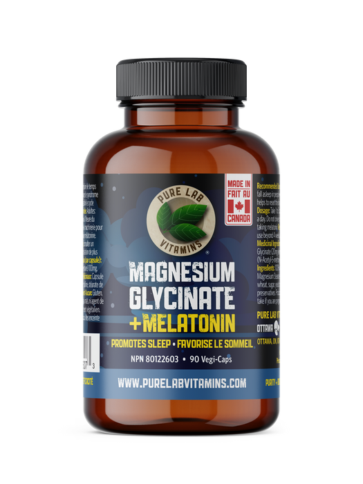 Pure Lab Vitamins - Magnesium Glycinate + Melatonin, 90 CAPS