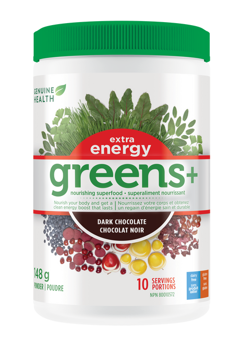 Genuine Health - Greens+ Extra Energy Chocolate, 148 g