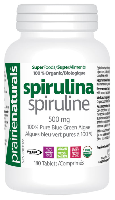 Prairie Naturals - Organic Spirulina Tablets, 180 Tabs