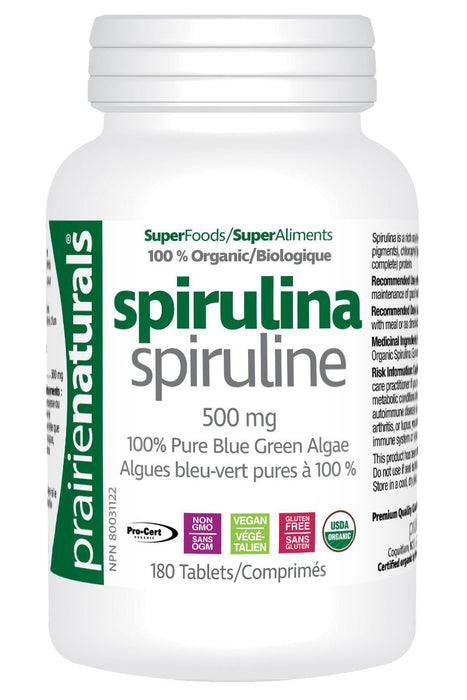 Prairie Naturals - Organic Spirulina Tablets, 180 Tabs