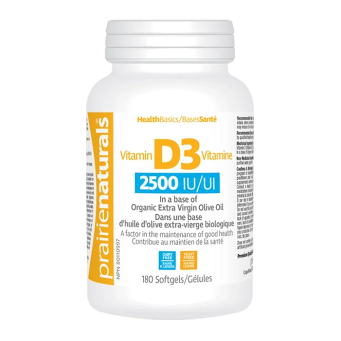Prairie Naturals - Vitamn D3 2500IU, 180 Softgels