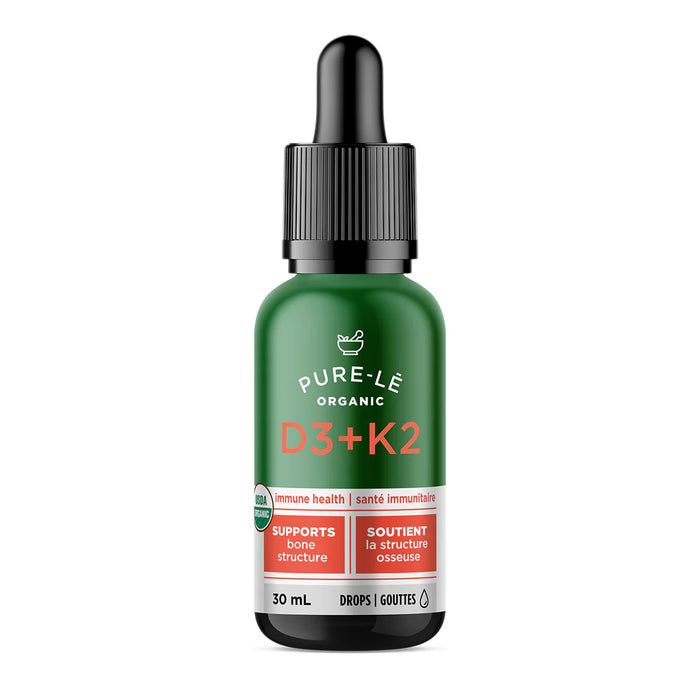 Pure-le Natural - Organic Vitamin D3 + K2 Drops, 30 mL