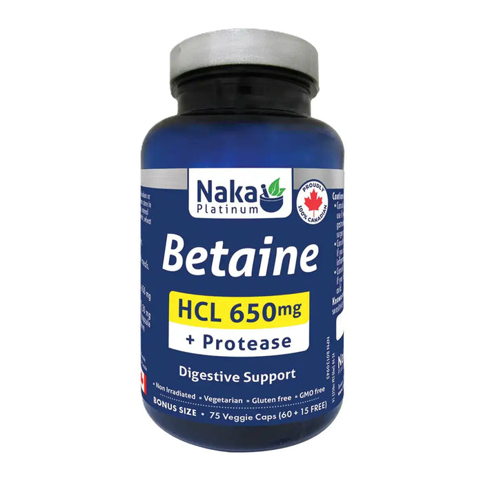 Naka Platinum - Betaine HCL 650 mg, 75 Vcaps