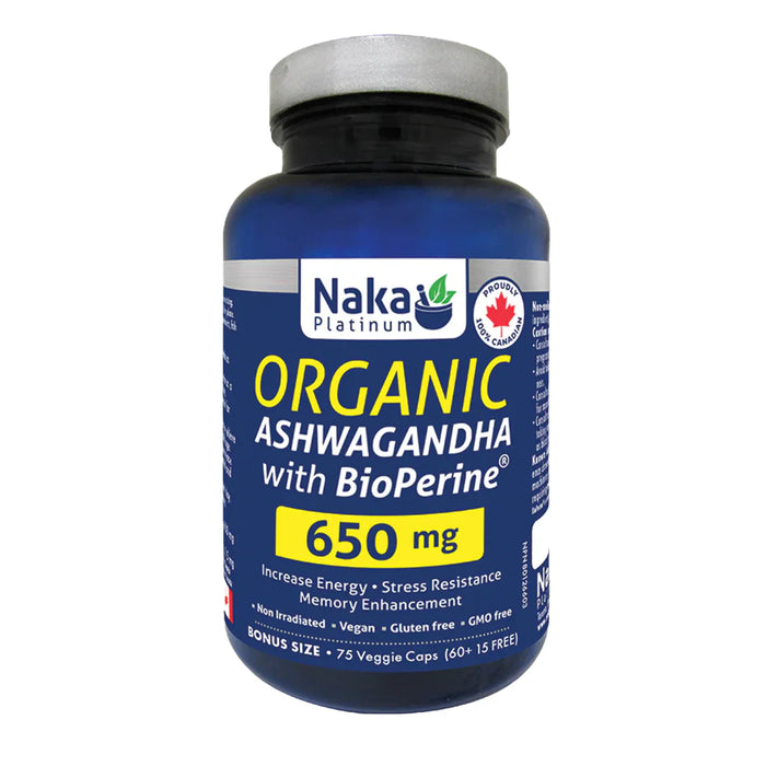 Naka Platinum - Ashwagandha w/ Bioper 650 mg, 75 Vcaps