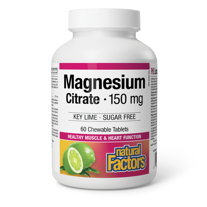 Natural Factors - Magnesium Citrate Key Lime SF, 60 CHEWS
