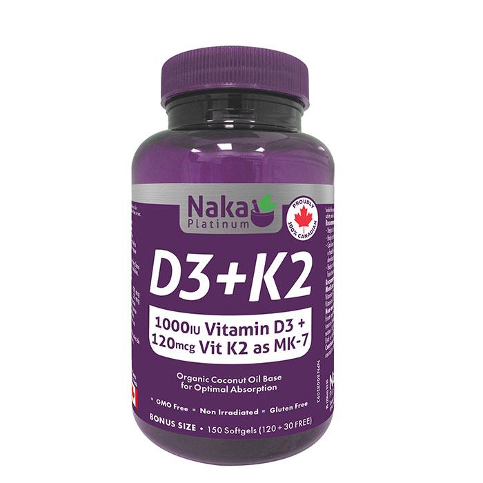 Naka Platinum - Vitamin D3 + K2, 150 SG