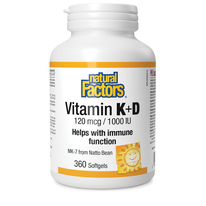Natural Factors - Vitamin K & D, 360 SG