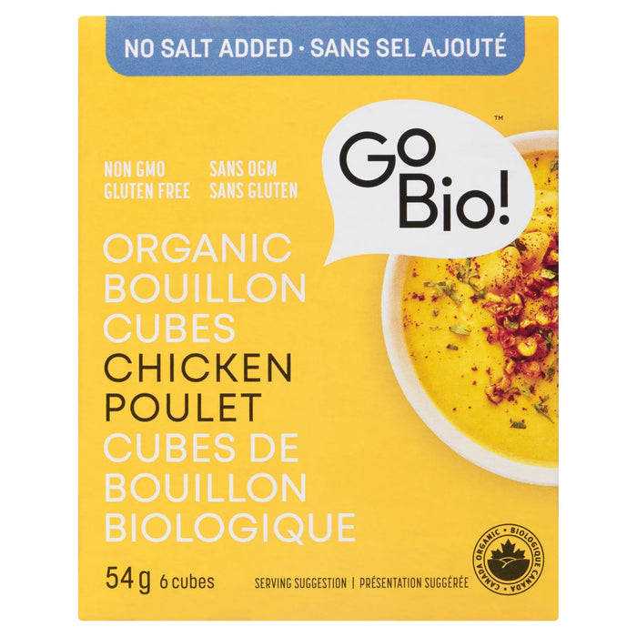 GoBio - Chicken Bouillon Cube Less Salt, 54 g