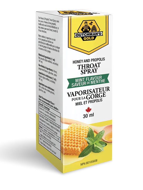 Dutchman's Gold - Honey & Propolis Throat Spray, 30 mL — Goodness Me!