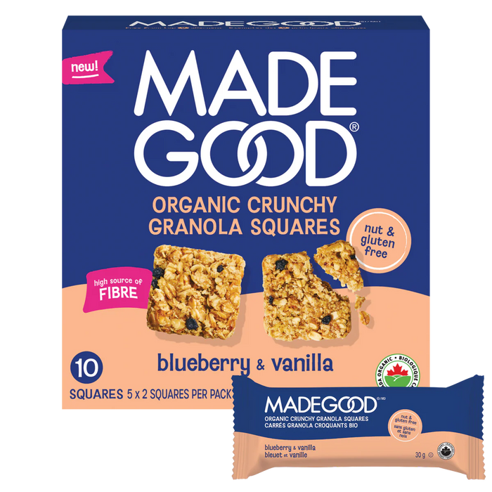 MadeGood - Crunchy Granola Squares - Blueberry & Vanilla, 5x30 g