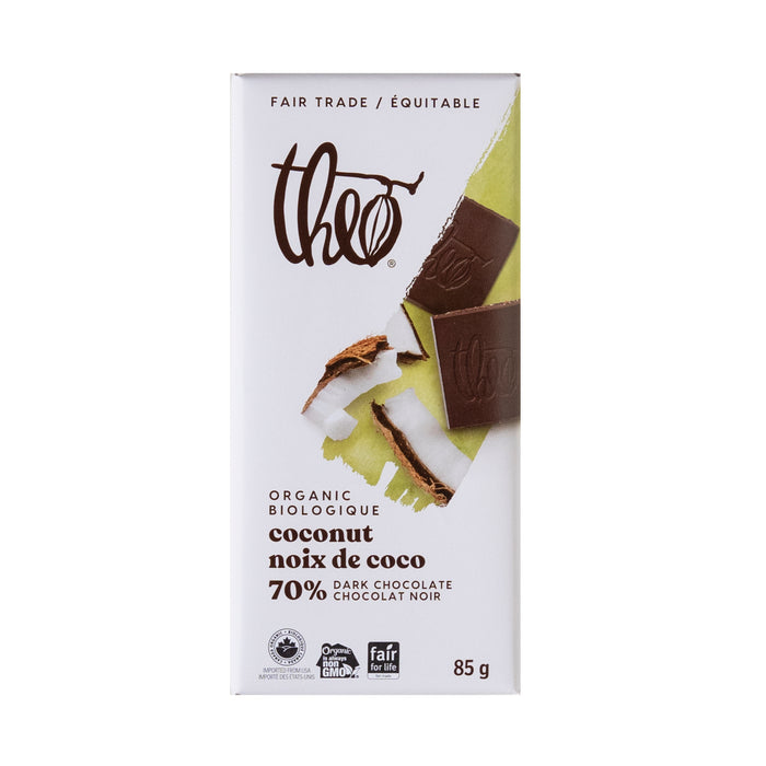 Theo - Coconut Dark Chocolate 70%, 85 g