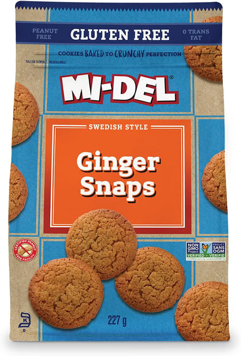 Mi-Del - Gluten Free Swedish Ginger Snaps Cookies, 227 g