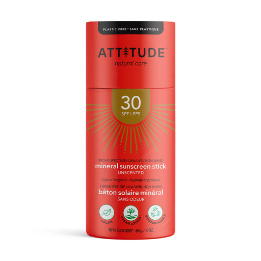 Attitude - SPF 30 Sunscreen Stick, Unscented, 85g