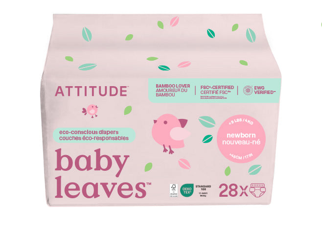 Attitude - Baby Diapers Newborn, 28 Count