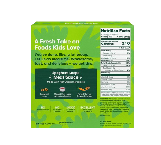 Kidfresh - Spaghetti Loops Meat Sauce, 206 g