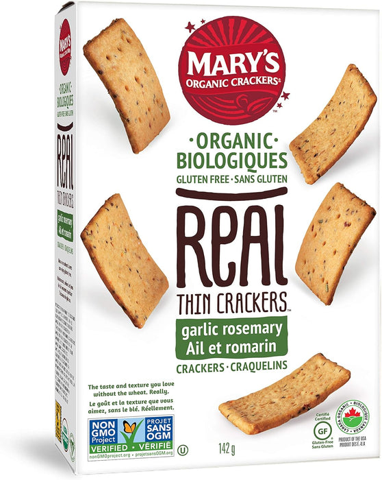 Mary's Organic - Real Thin - Garlic Rosemary, 142 g