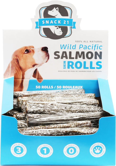 SNACK 21 - Salmon Skin Rolls Dog Treats, Each