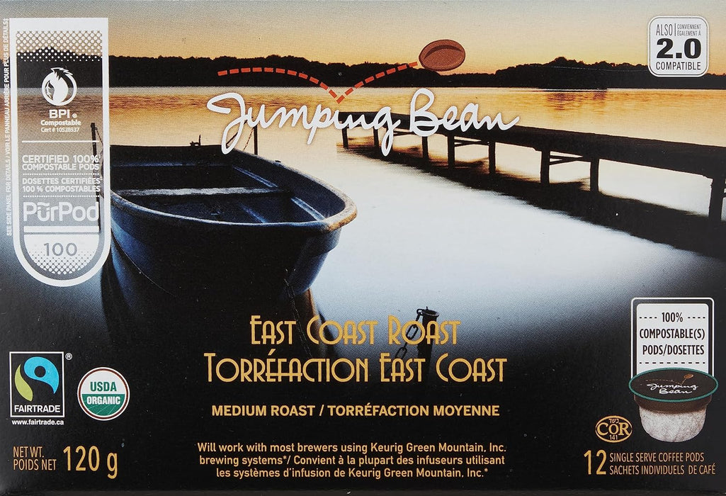 Jumping Bean - Organic East Coast Roast Pod, 12 Count