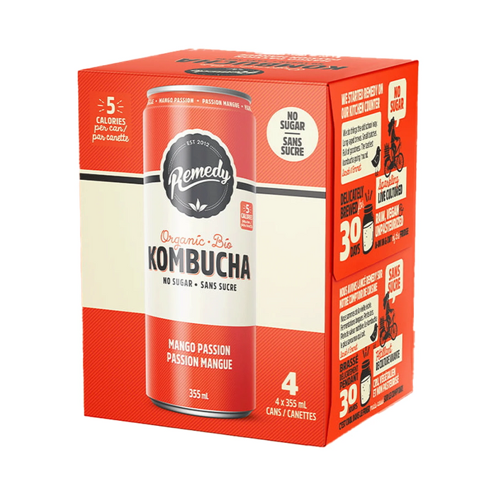 Remedy Drinks - Organic Mango Passion Kombucha, 4x355 mL
