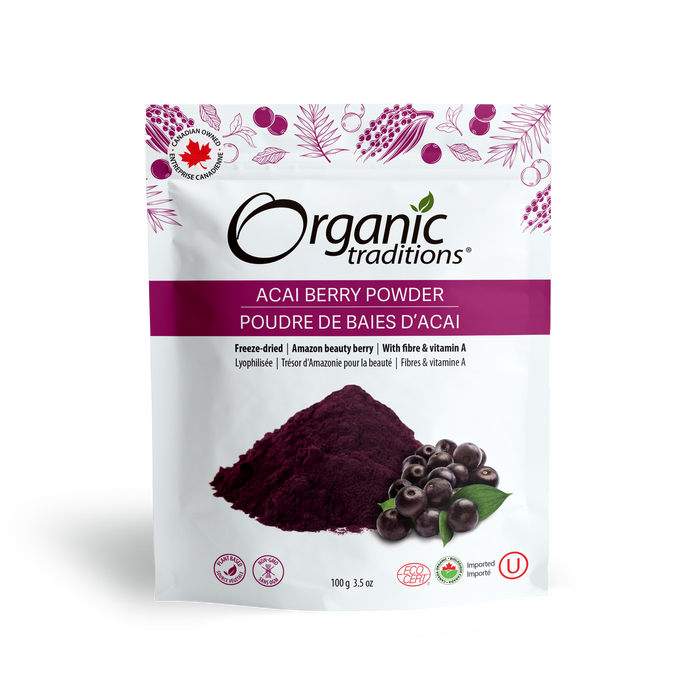 Organic Traditions Freeze Dried Acai Berry Powder, 100g