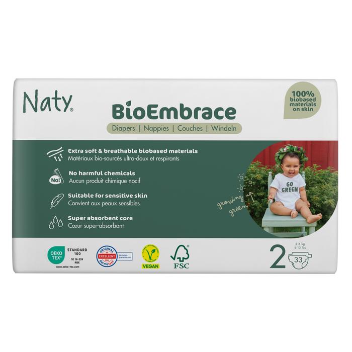 Eco by NATY - Bioembrace Diapers Size 2, 33 Count