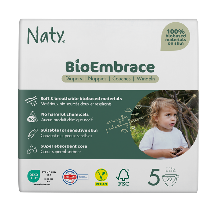Eco by NATY - Bioembrace Diapers Size 5, 22 Count