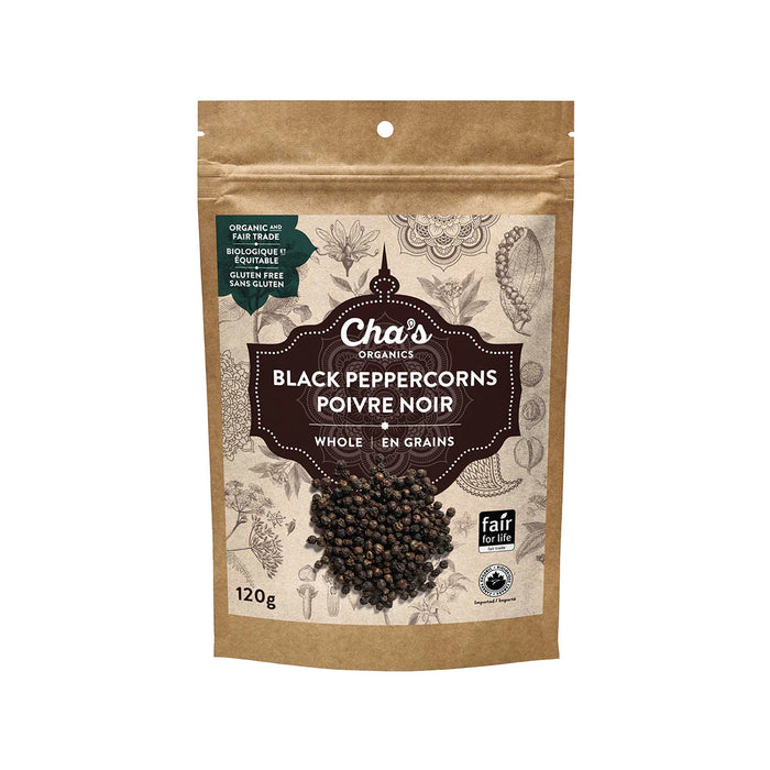 Cha's Organics - Black Peppercorns, Whole 120 g