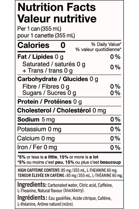 Wakewater - Caffeinated Sparkling Water - Blackberry, 355 mL