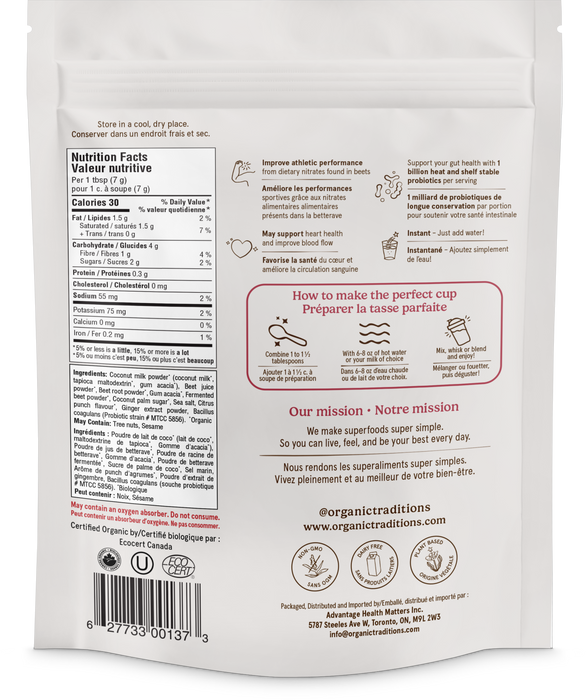 Organic Traditions - Latte, Beet With Probiotics, 150 g