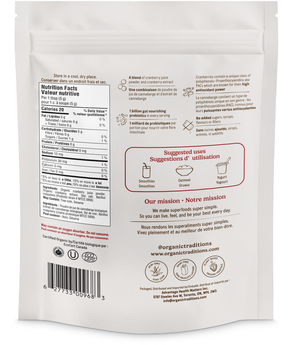 Organic Traditions - Daily Cranberry +, 100 g